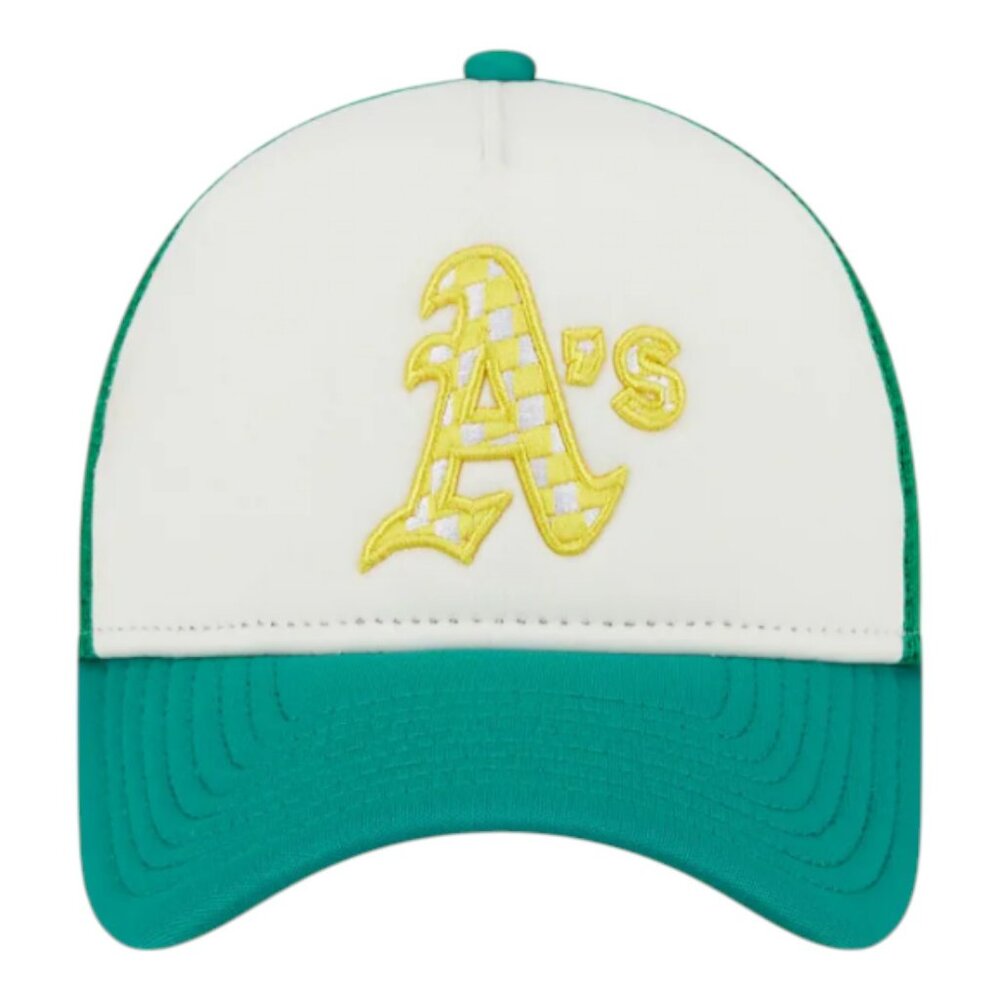New Era Oakland Athletics Checkered Flag 9FORTY A-Frame Snapback Trucker Hat Cap - Picture 2 of 7